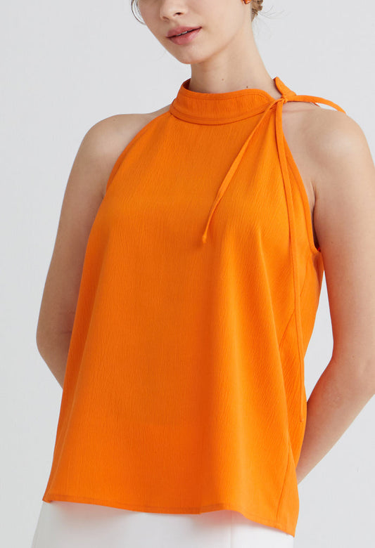 Amber Side Mandarin Collar Halter Top
