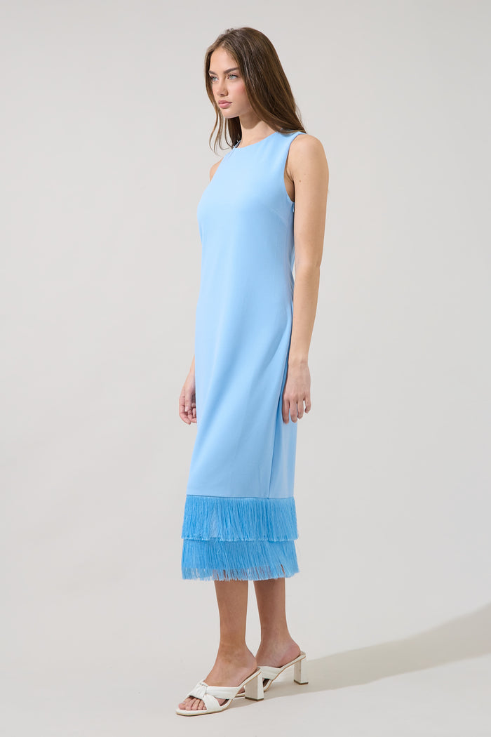 Amenia Sleeveless Fringe Midi Dress