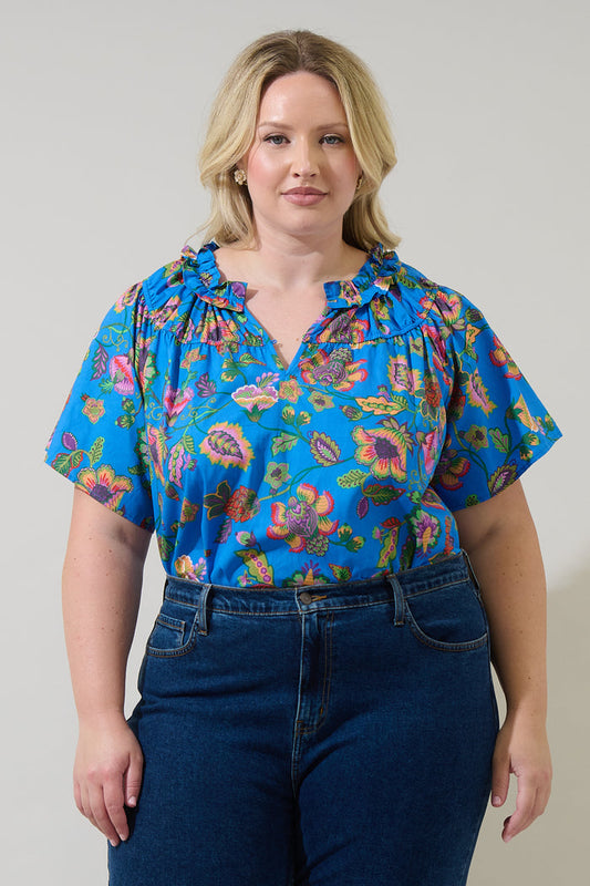 Anabelle Floral Darthy Smocked Top Curve