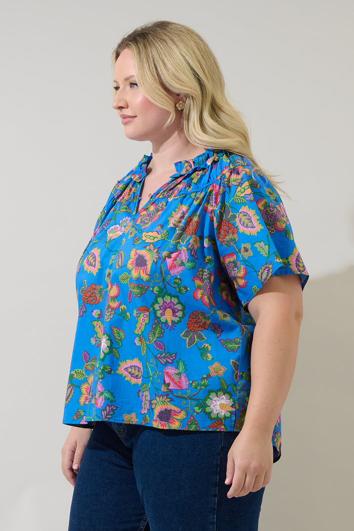 Anabelle Floral Darthy Smocked Top Curve