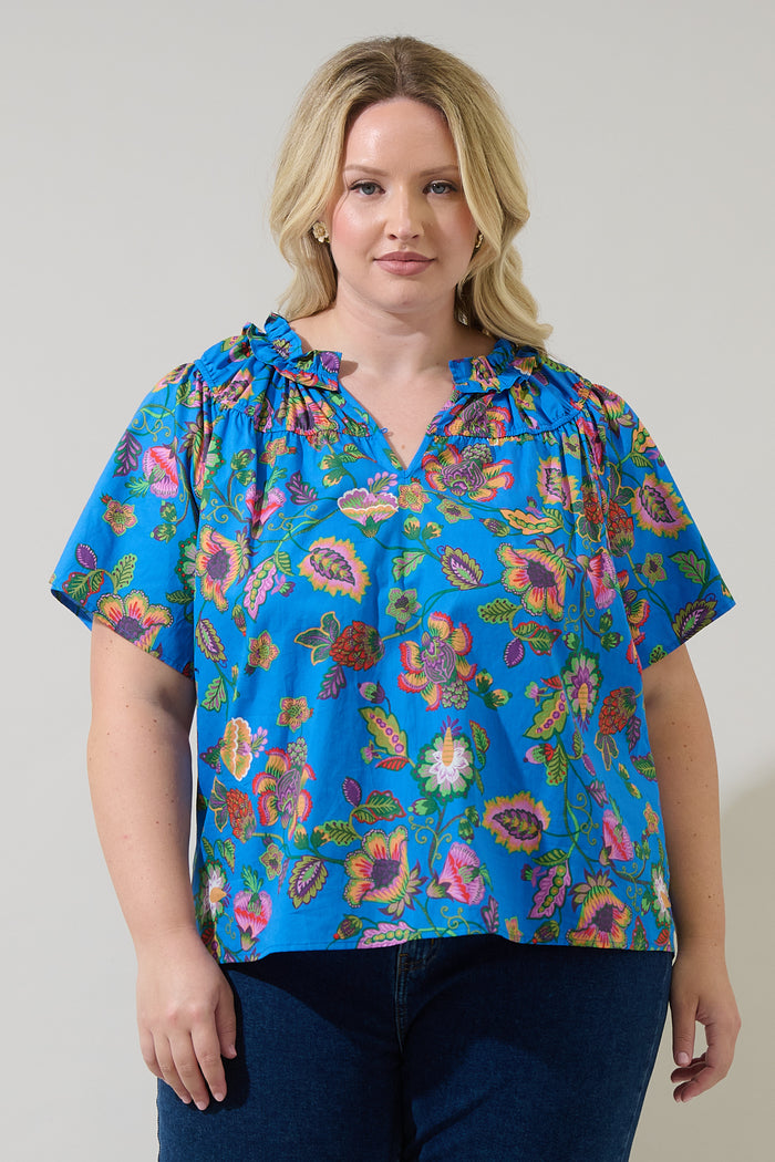 Anabelle Floral Darthy Smocked Top Curve