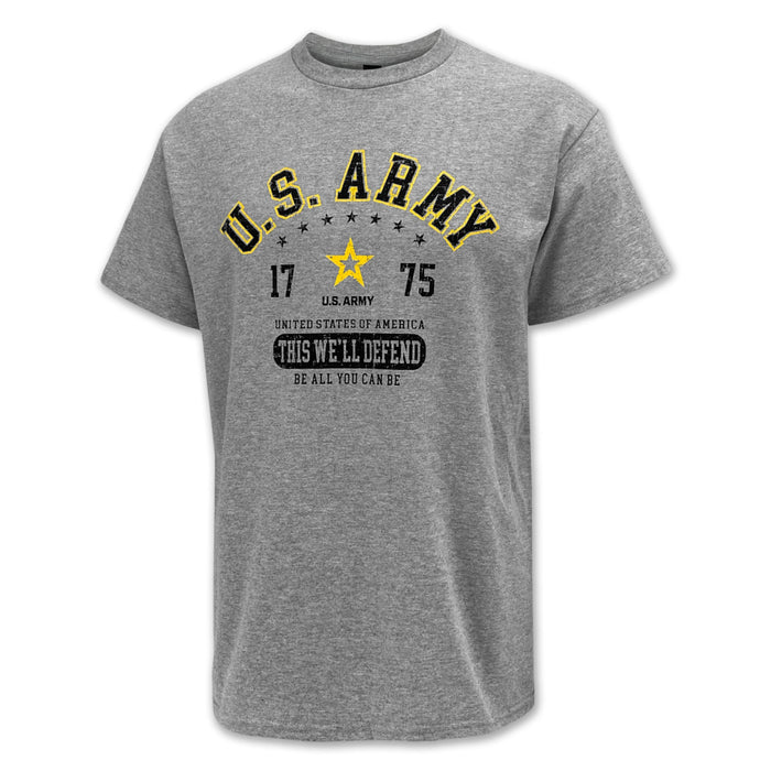 Army Distressed This We'll Defend T-Shirt (Grey)