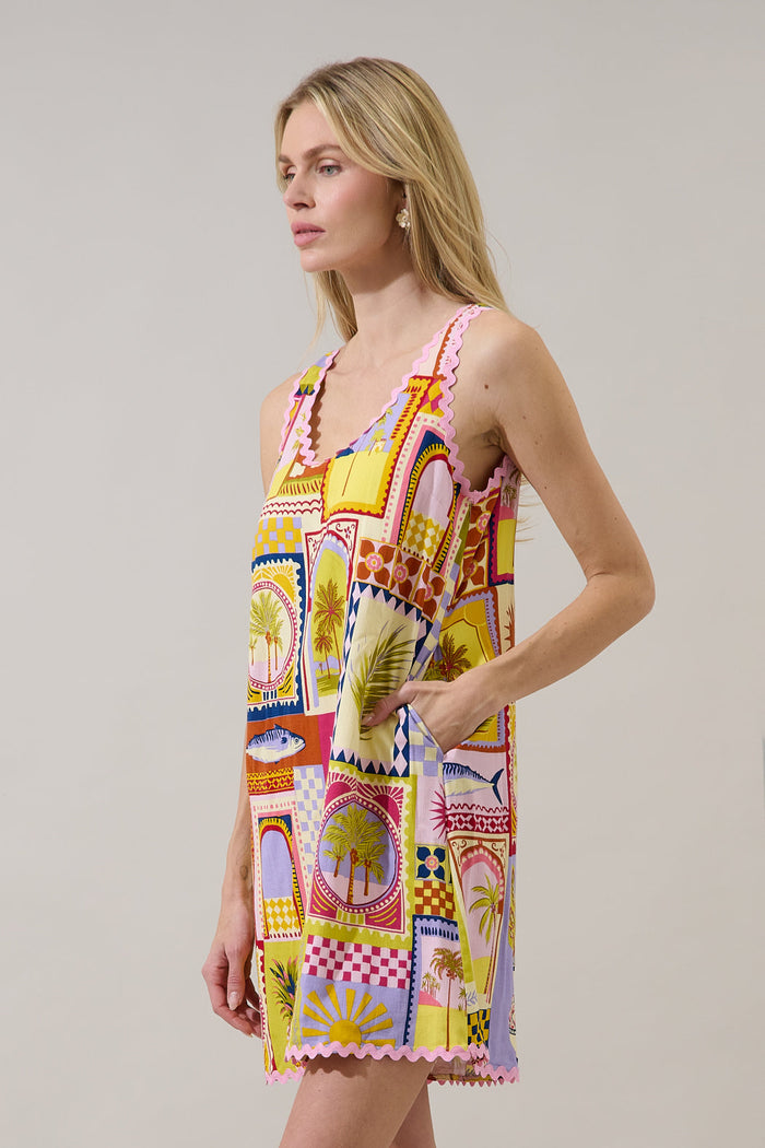 Auriel Shift Mini Dress Talmar Postcard
