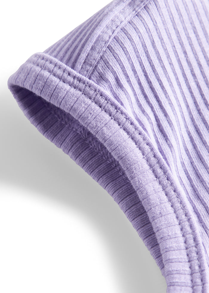 Ribbed balaclava in light purple for children