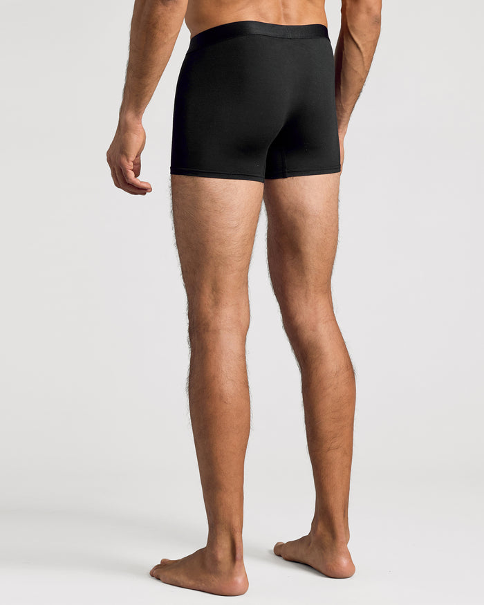 Black Boxer Trunks 6-Pack, featuring a fitted, supportive flyless design.