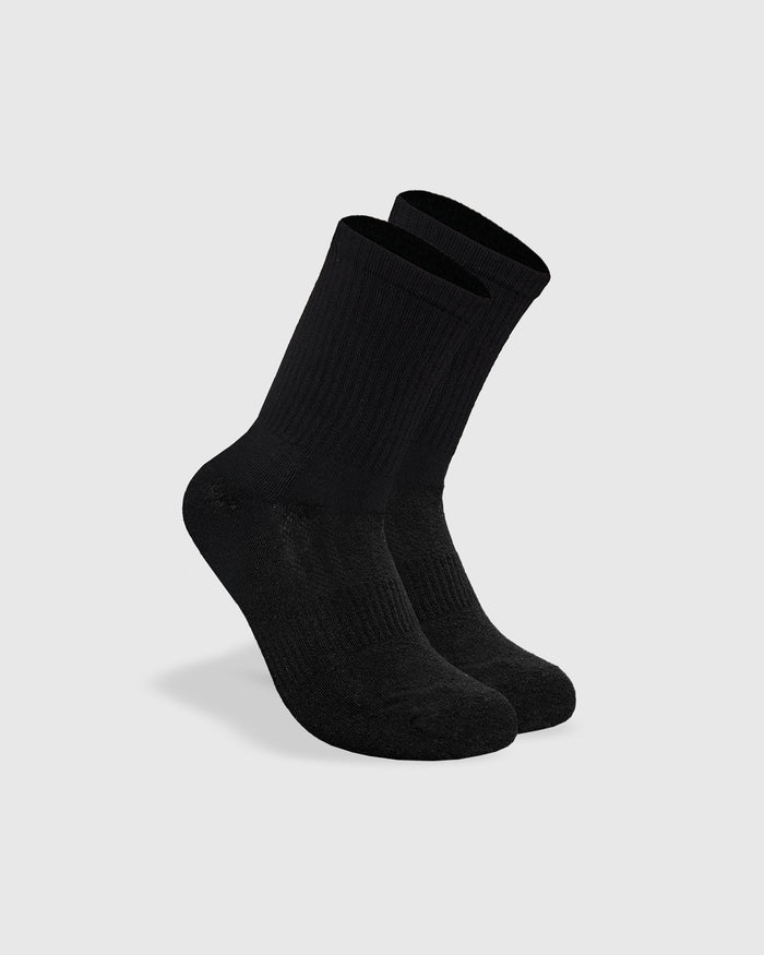 Black Half Crew Socks 6-Pack standing upright against a neutral background.