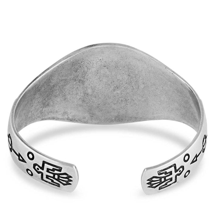 Sterling silver cuff bracelet with tribal designs