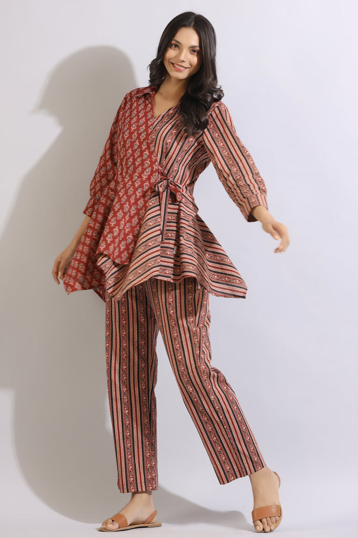 Blush Up Cotton Maroon Co-ord Set