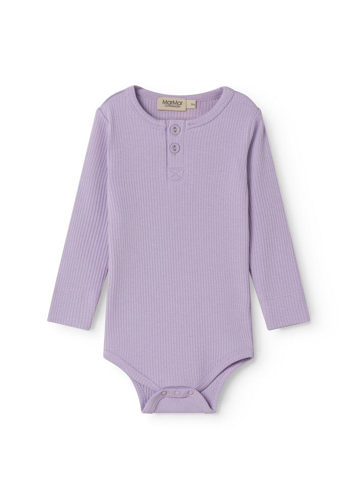 Lined baby modal bodystocking with peekaboo closure in a light purple shade