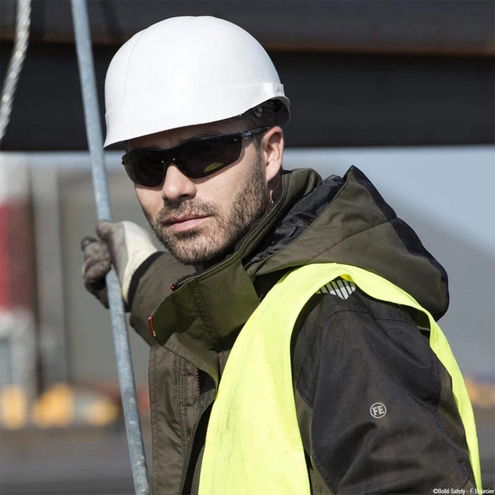 bolle silium plus safety glasses smoke lens being worn