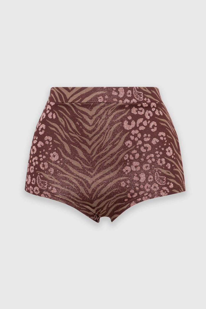 Bottom Bikini Boyshort Feline Chocolate - Polonio Uruguay