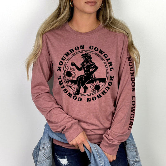 Mauve Bourbon Cowgirl Long Sleeve Tee