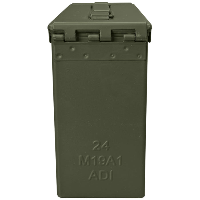 rear of green 30cal british army metal ammo box