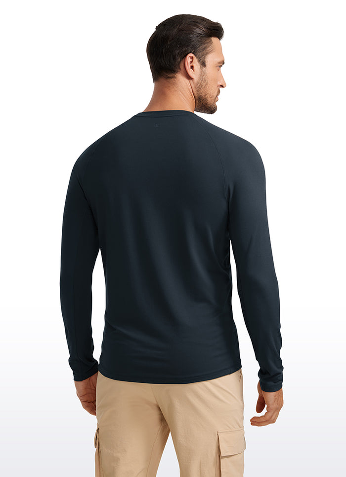 CRZ YOGA Men's Train Slim Fit Shirts Brushed Slim-Fit Long Sleeves True Navy