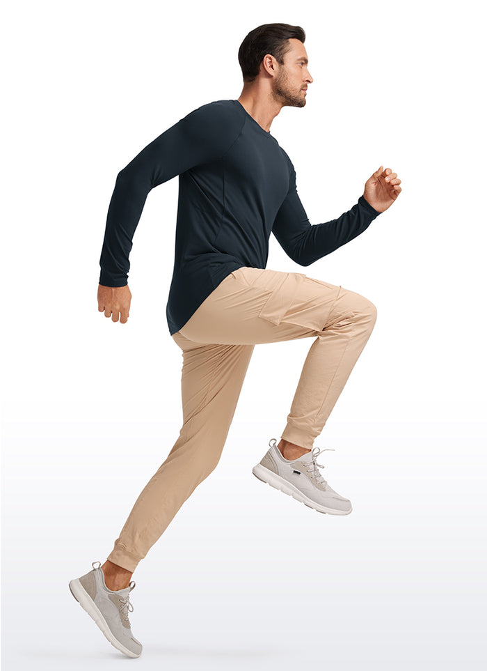 CRZ YOGA Men's Train Slim Fit Shirts Brushed Slim-Fit Long Sleeves True Navy