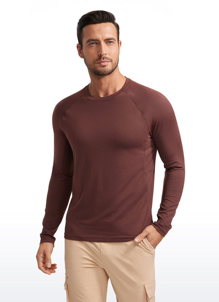 CRZ YOGA Men's Train Slim Fit Shirts Brushed Slim-Fit Long Sleeves True Navy