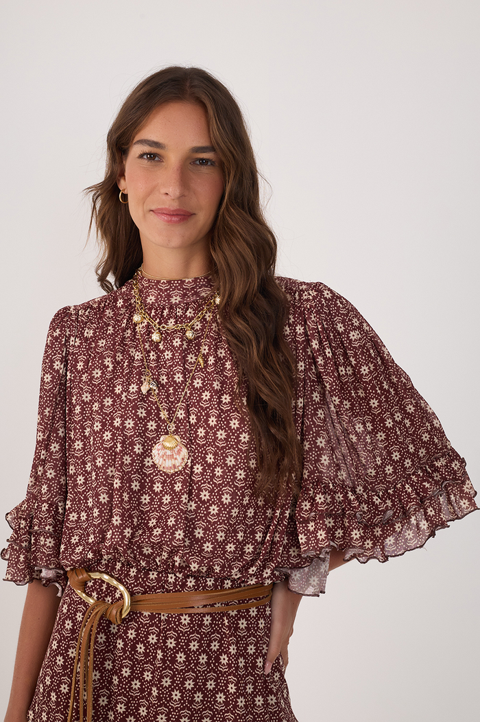 Burgundy Essencia Ruffled Tulle Mini Dress_4