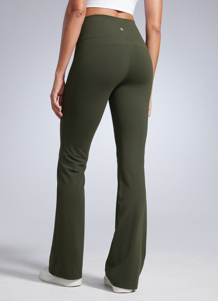 CRZ YOGA Women Butterbreeze High Waist Flare Pants 32'' Wide Leg Olive Green