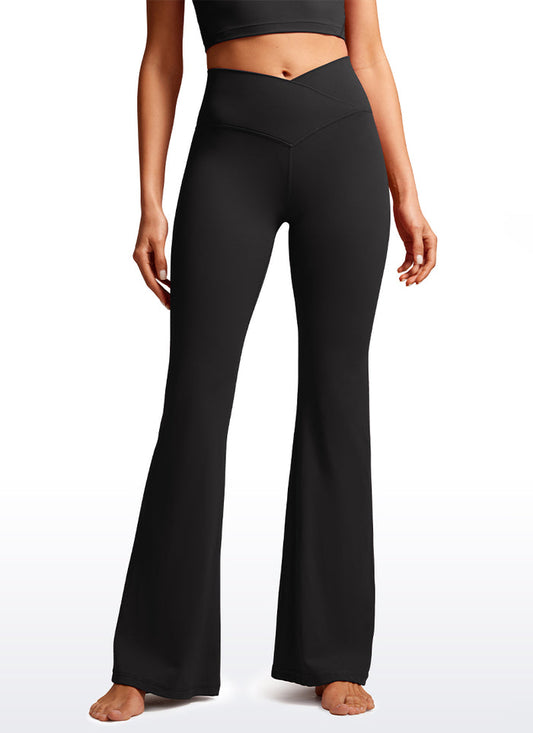 CRZ YOGA Women Butterluxe V Crossover High Waist Flare Leggings 29" Black