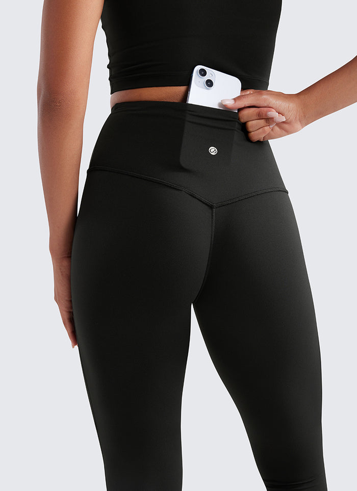 CRZ YOGA Women  Butterluxe High Waist Pockets Mini Flared Leggings 33" Black