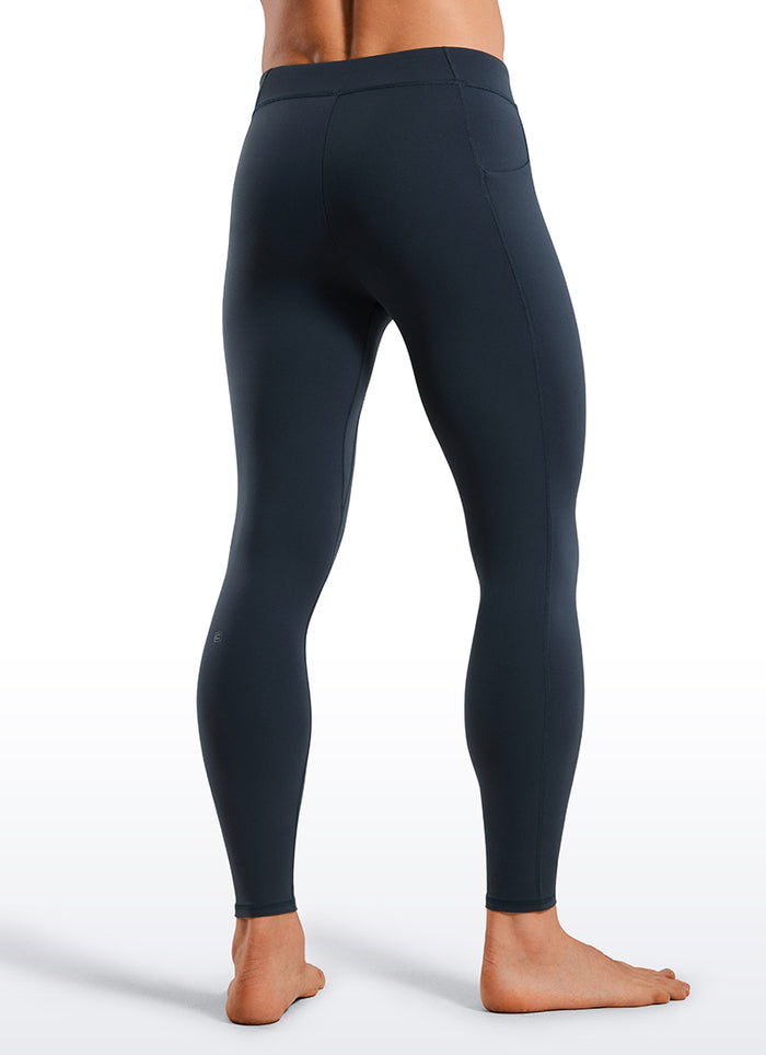 CRZ YOGA Butterluxe Mens Tights Leggings with Pockets 27" Yoga Pants True Navy