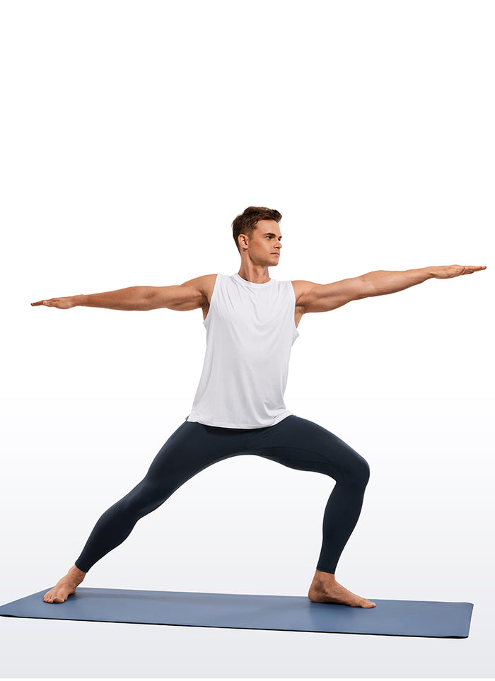 CRZ YOGA Butterluxe Mens Tights Leggings with Pockets 27" Yoga Pants True Navy