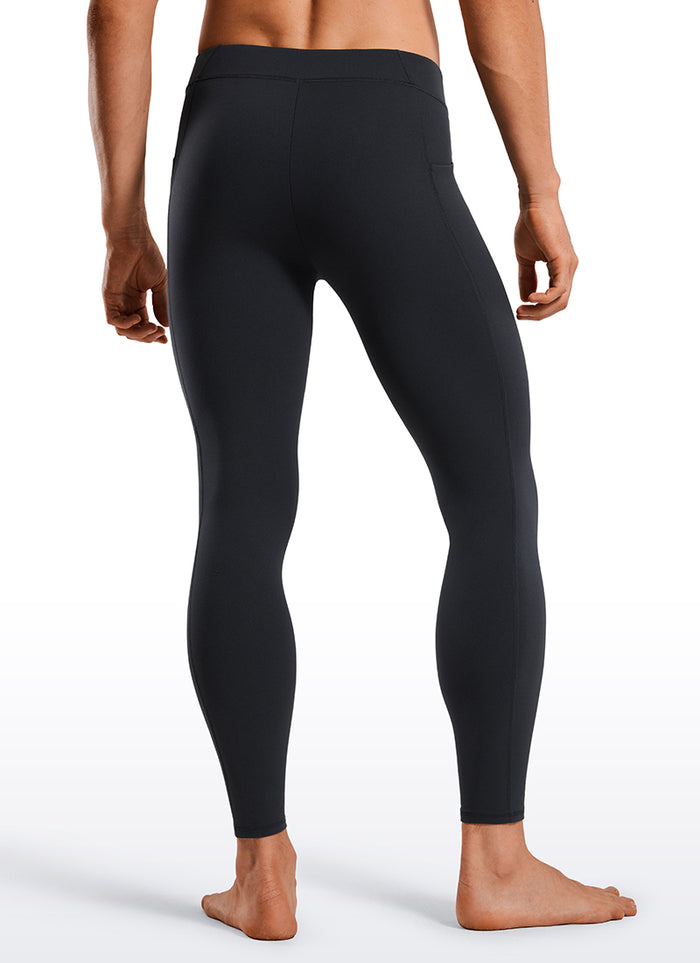 CRZ YOGA Butterluxe Mens Tights Leggings with Pockets 27" Yoga Pants Black