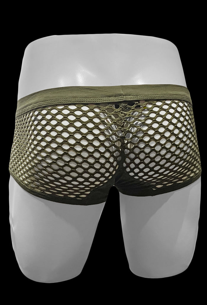 BUTTON FLY FISHNET TRUNK
