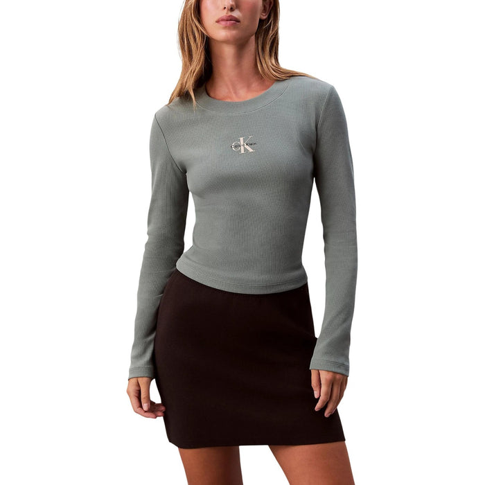 Image 1 : Pull vert Calvin Klein Jeans femme col rond manches longues — delvale