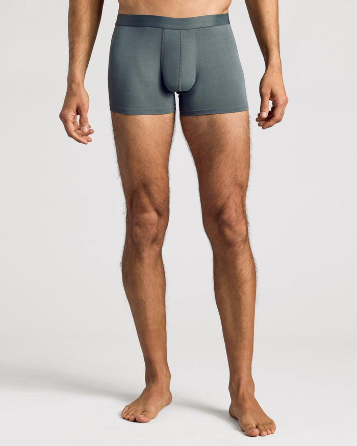 Carbon Boxer Trunks 6-Pack, slate-gray, mid-thigh length, elastic waistband.