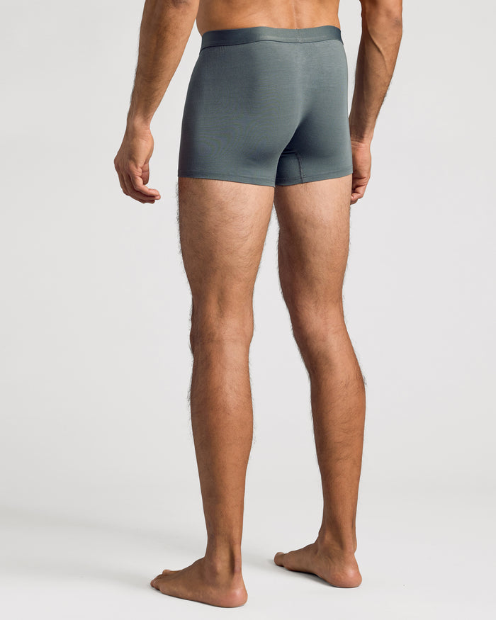 Carbon Boxer Trunks 6-Pack: snug fit, flyless 3D pouch, elastic waistband.