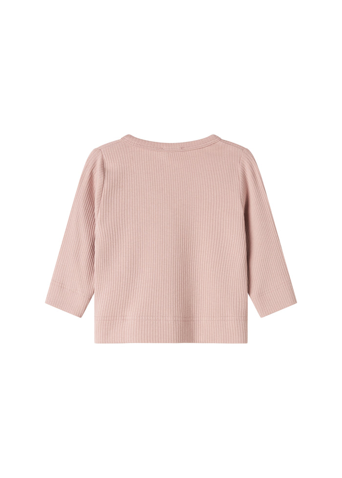 Pink ribbed cardigan for children