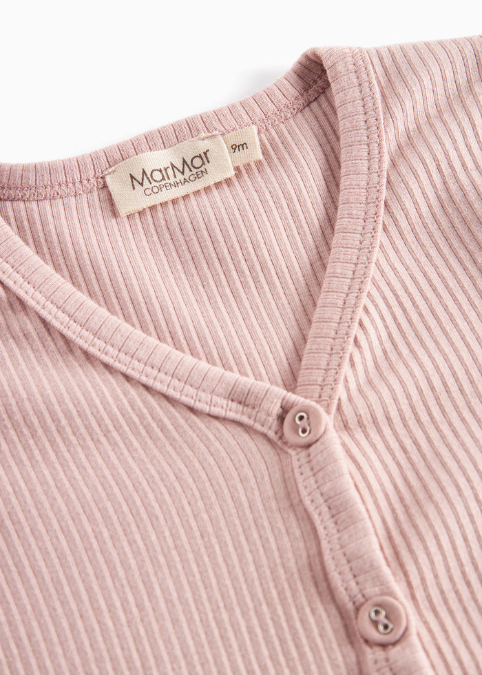 Pink ribbed cardigan with buttons for children
