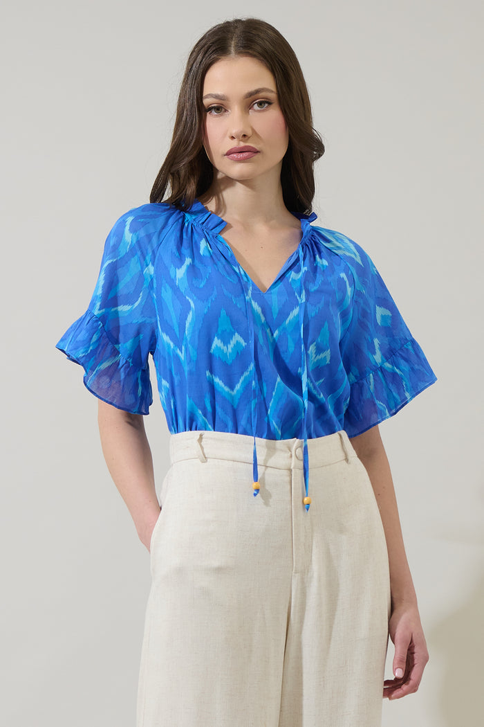 Carys Abstract Erie Split Neck Top