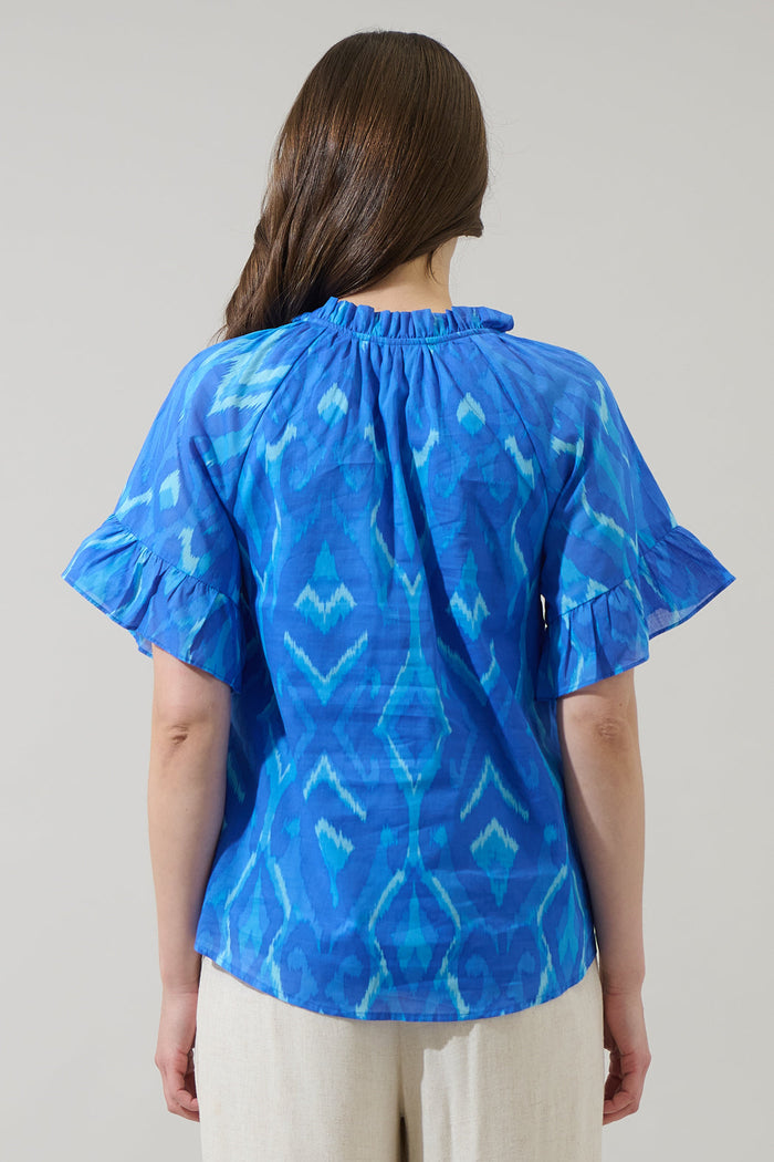 Carys Abstract Erie Split Neck Top