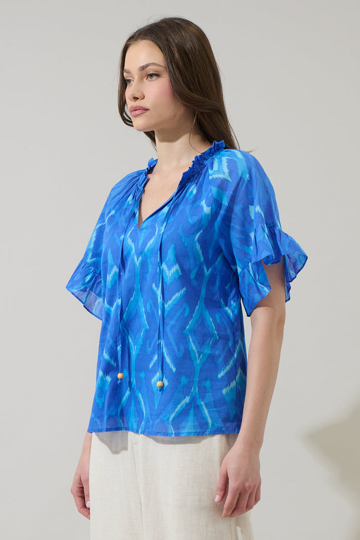 Carys Abstract Erie Split Neck Top