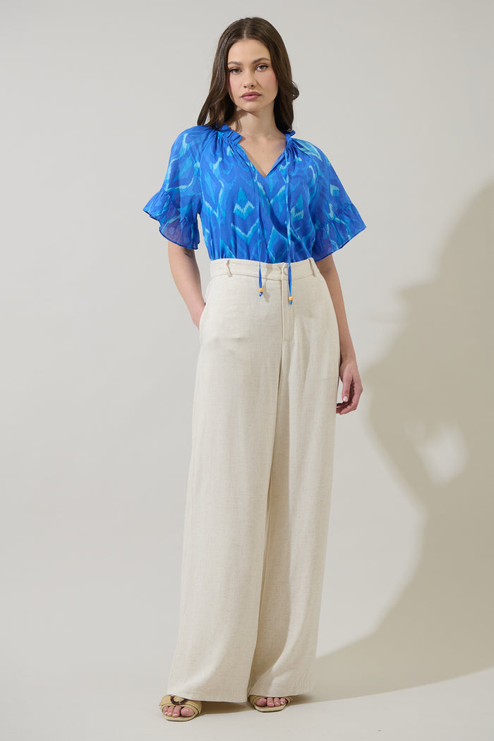 Carys Abstract Erie Split Neck Top