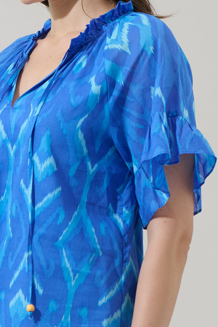 Carys Abstract Erie Split Neck Top