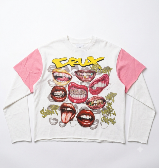 Cheese Long Sleeve Tee — pants in pink | CRUX