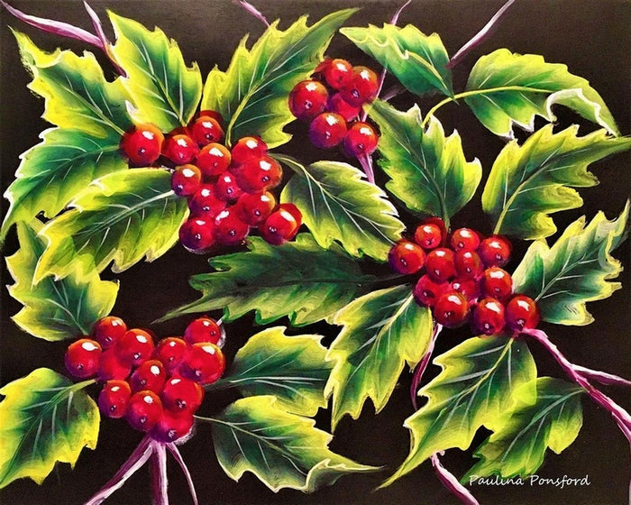 Christmas Hollies By Paulina Ponsford
