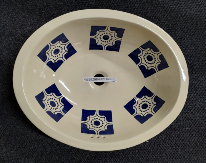 CLEARANCE - Traditional Mexican Sink-Arabesque Azul - LARGE OVAL