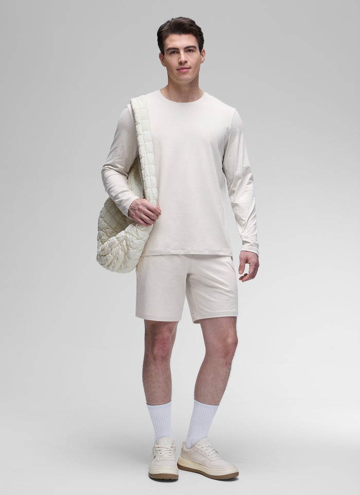 CRZ YOGA Men's Casual Classic Fit Crewneck Sweatshirts Long Sleeves Milky White