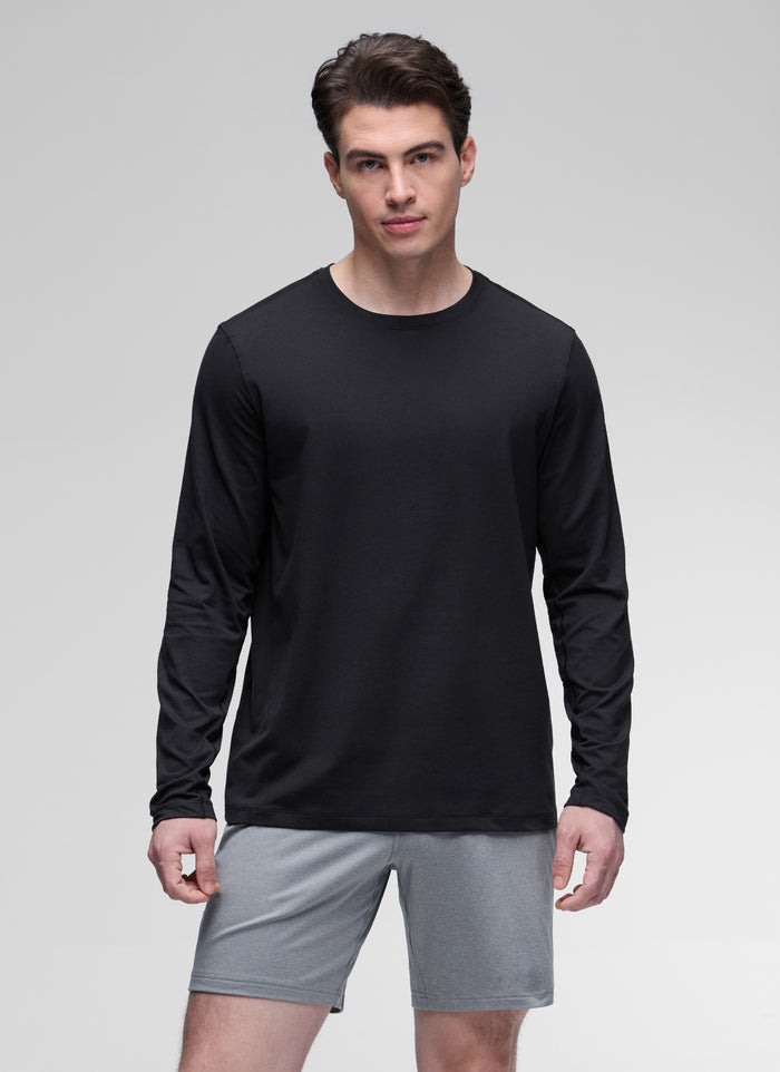 CRZ YOGA Men's Casual Classic Fit Crewneck Sweatshirts Long Sleeves Black