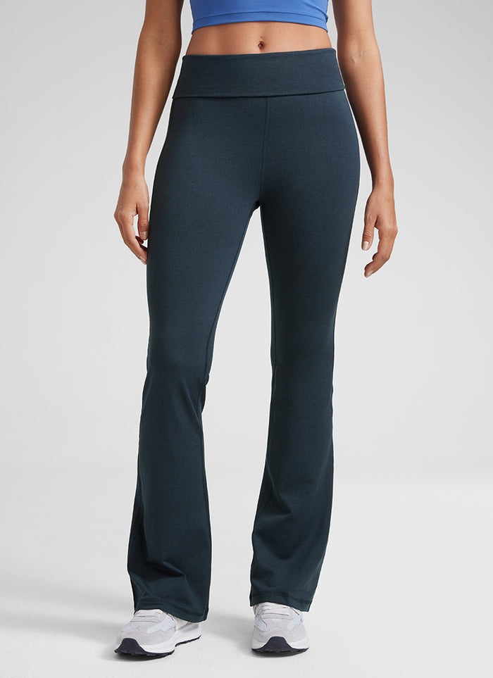 CRZ YOGA Womens Cloud Jersey Foldover Waist Bootcut Flare Pants 31" True Navy