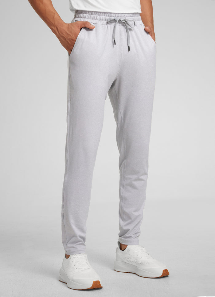 CRZ YOGA Mens' Open Bottom Lightweight Sweatpants 30" with Pockets Platinum Grey