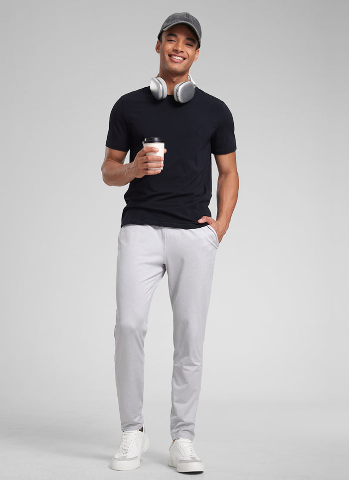 CRZ YOGA Mens' Open Bottom Lightweight Sweatpants 30" with Pockets Platinum Grey