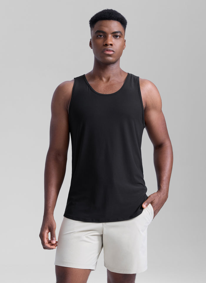 CRZ YOGA Men's Train Classic Fit Quick Dry Sleeveless Tank Black