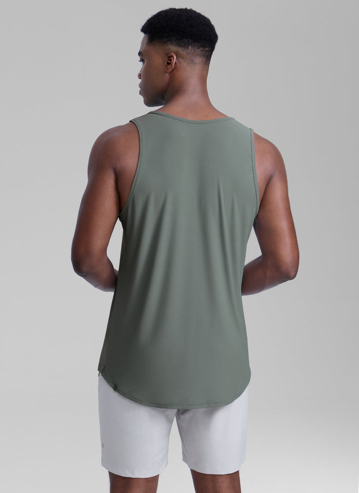 CRZ YOGA Men's Train Classic Fit Quick Dry Sleeveless Tank Grey Sage