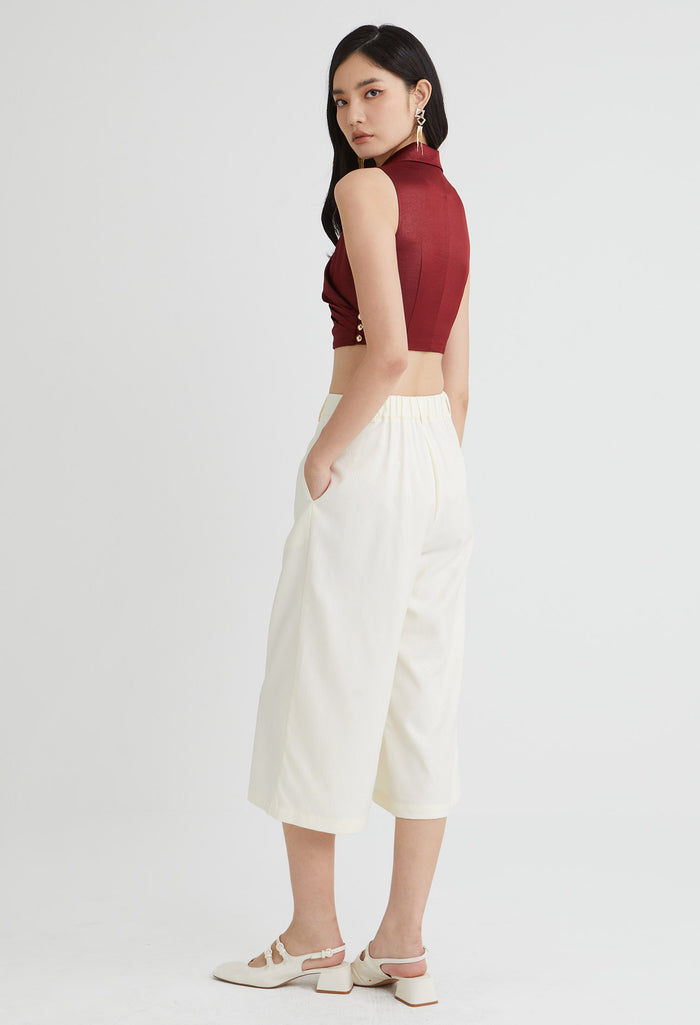 Collared Ruched Top