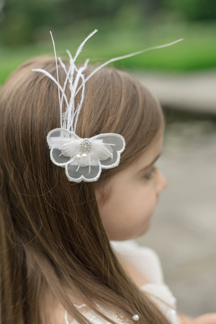 Constanza White Feather Hair Clip - Petite Maison Kids